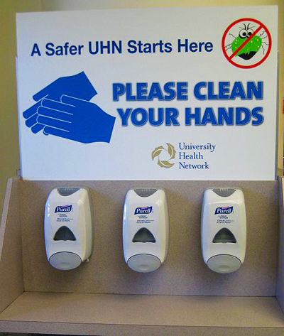 A Hand cleaning station; photo courtesy James Heilman, MD